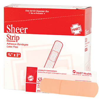 Strip, Sheer Plastic Adhesive Bandage 3/4” x 3” (100/bx)
