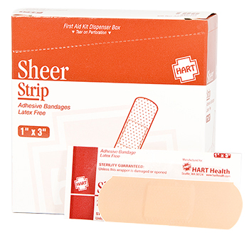 Strip, Sheer Plastic Adhesive Bandage 1” x 3” (100/box)