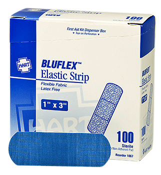 Strip, Blue Woven 1” x 3” Adhesive Bandage (100/box)