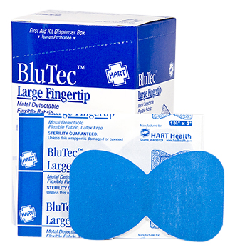 Fingertip, Blue Metal Detectable Large Adhesive Bandage (25/box)