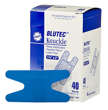 Knuckle, Blue Metal Detectable Adhesive Bandage (40/box)