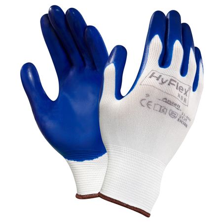 11-900 Ansell HyFlex® Light Weight Nitrile Work Gloves With Blue And White Nylon Liner And Knit Wrist - Size 7 (S)