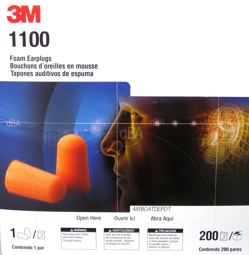 3M™ 1100 Series Foam Earplugs NRR29, Uncorded - Box of 200 Pairs