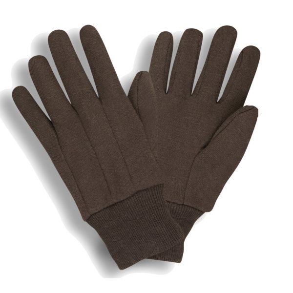 1400RC Brown Jersey Gloves, Standard Weight, Cotton Blend - Size Large
