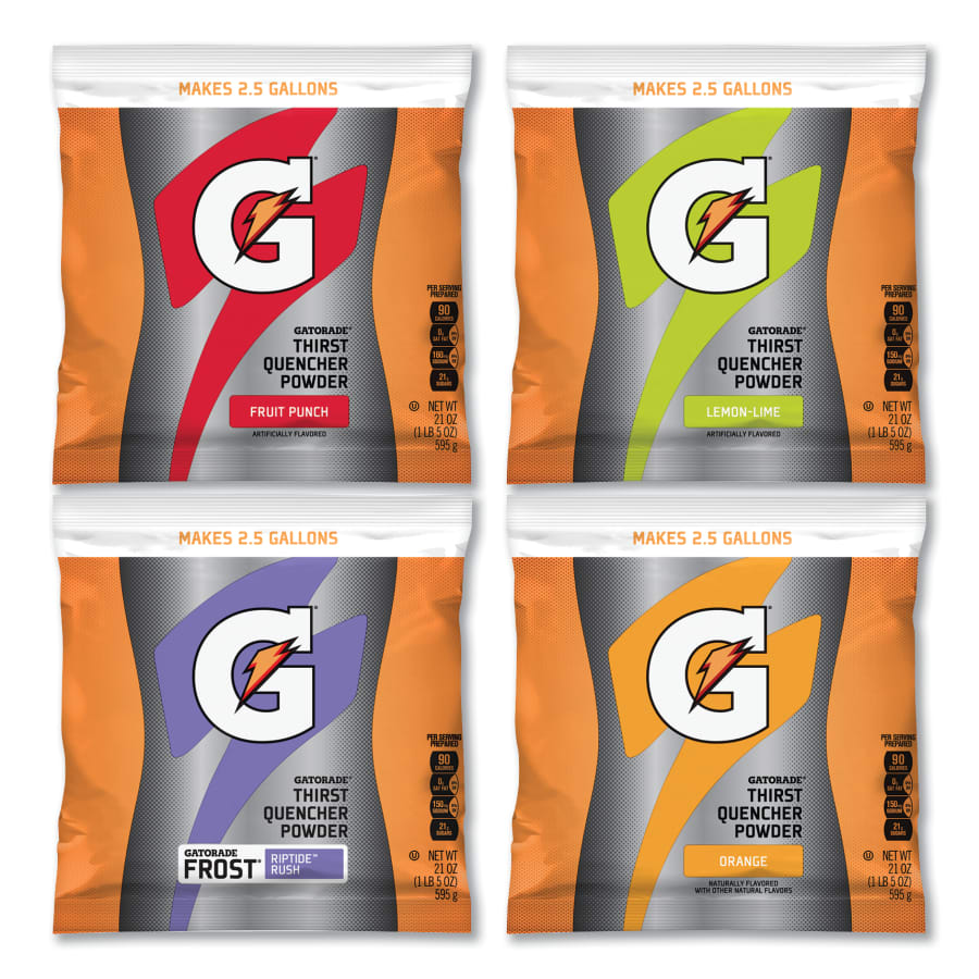 Gatorade® G Series 02 Perform® Thirst Quencher Instant Powder, 21 oz, Pouch, 2.5 gal Yield, Assorted Flavors