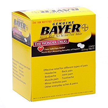 Genuine Bayer Aspirin 325 mg (50 packets of 2 tablets)