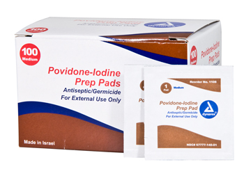 Povidone-Iodine Prep Pads - Box of 100