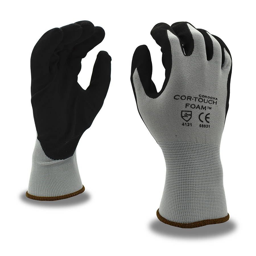 6893 Cor-Touch Foam™ Black Foam Nitrile Palm Coated Gloves - Size XS