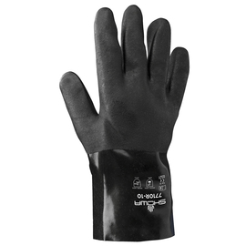 7710R-10 SHOWA® Size 10 Black Cotton Lined PVC Chemical Resistant Gloves, Size L