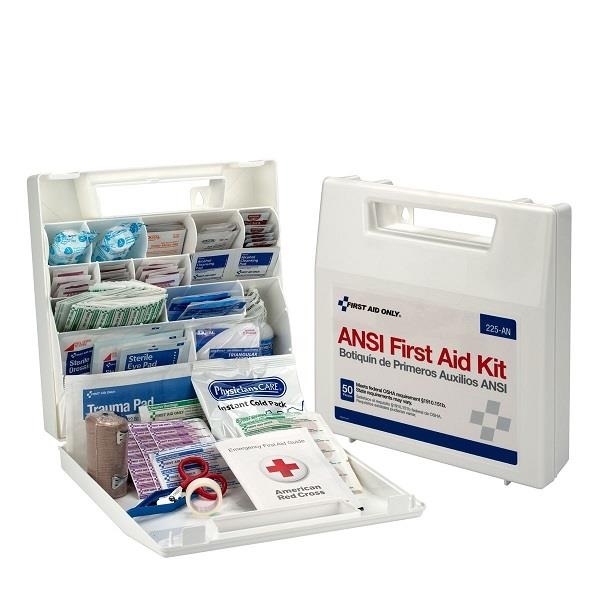 50-Person, 195-Piece Bulk First Aid Kit w/ Dividers, Plastic - ANSI Compliant  (225ANAC)