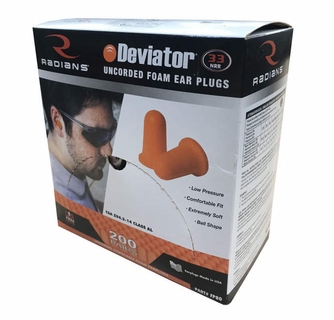 Radians Deviator® FP80 Earplugs NRR33, Uncorded - Box of 200 Pairs