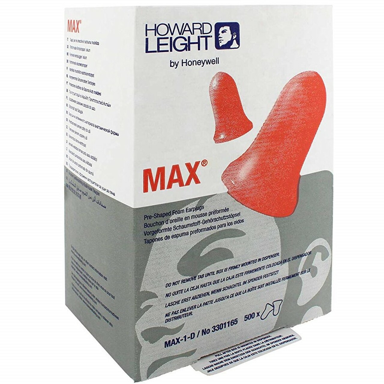 Honeywell Howard Leight® MAX-1-D Earplug Station Refill NRR33, Uncorded - Box of 500 Pairs