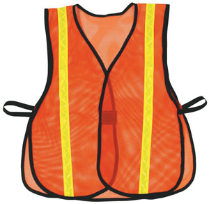 Safety Vest, Orange with 1” Reflective Tape, Not Rated