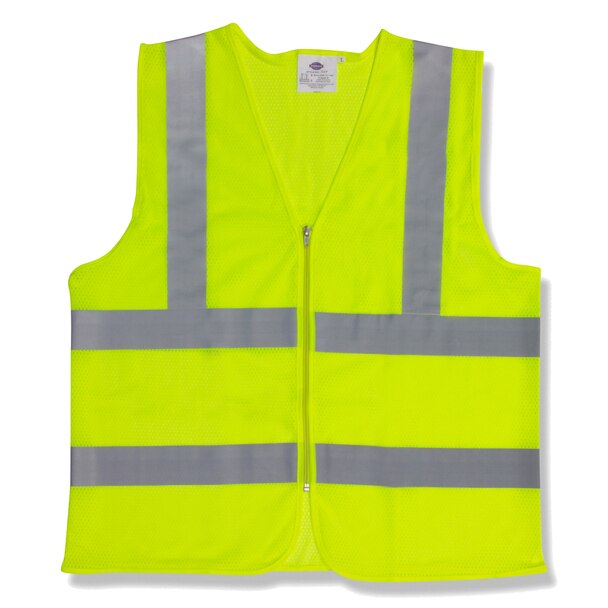 Safety Vest, Lime with 2” Reflective Tape, ANSI Class 2 - Size Medium