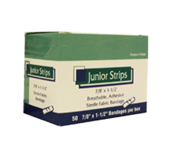Strip, Heavy Woven Junior 7/8” x 1-1/2” Adhesive Bandage (50/box)