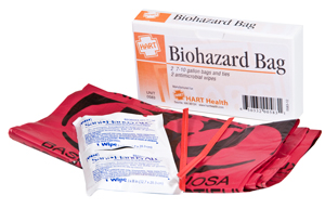 Biohazard Bags with Handwipes (2/unit)