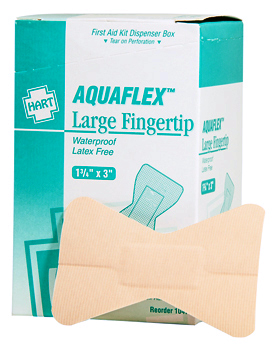 Fingertip, AquaFlex™, Waterproof 1-3/4” x 3” Adhesive Bandage (25/box)